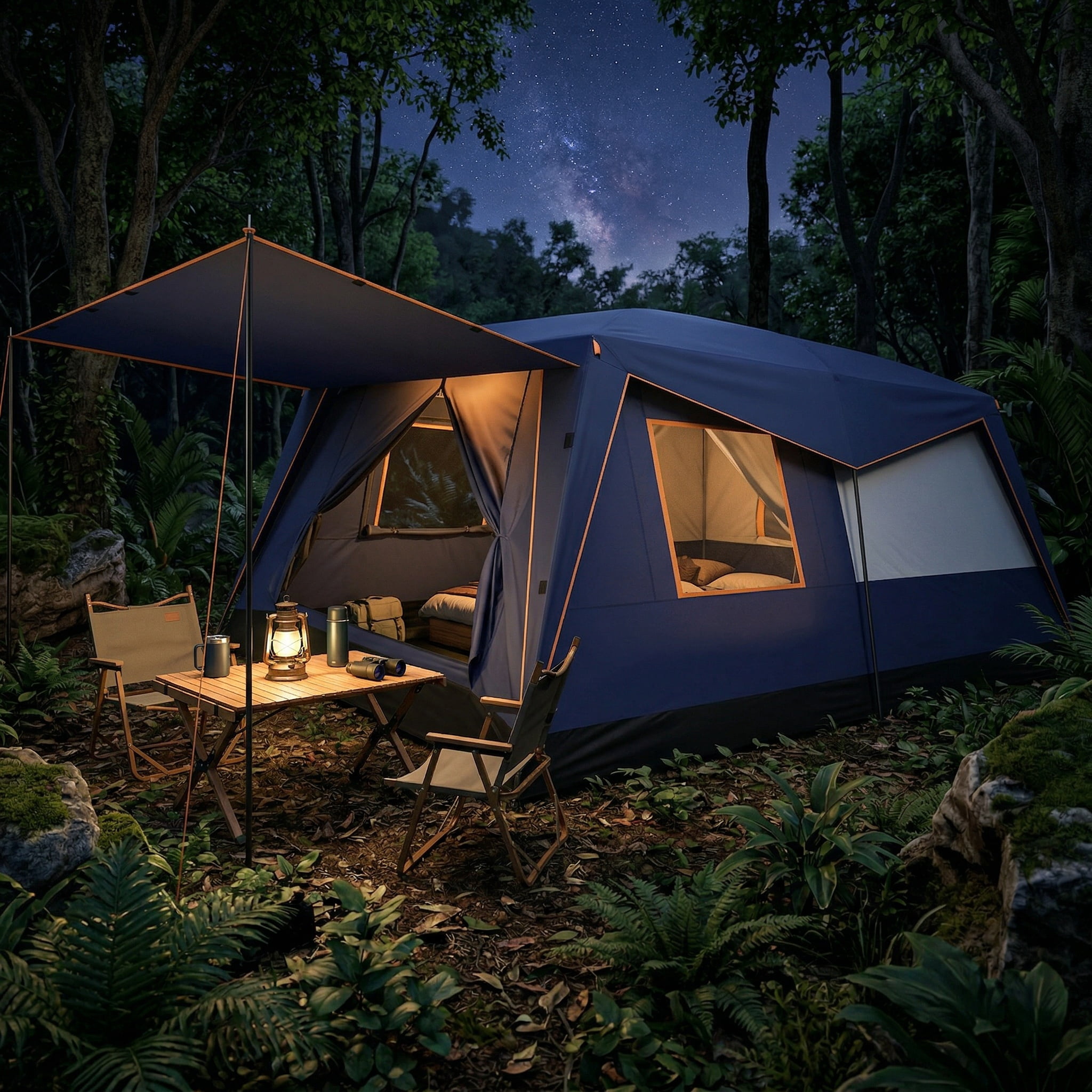 HOTEEL 10 Person Camping Tent, Easy Setup Waterproof Windproof Backpacking Tent with Removable Rainfly, Lightweight Portable Outdoor Family Tents for Camping, Travel, Fishing, Hiking, Dark Blue