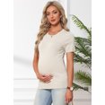 thumbnail image 2 of DARING DIVA Women's Maternity Stretchy Knit Short Sleeve Sweater S White, 2 of 8