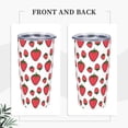 thumbnail image 2 of Strawberry Tumbler Berries Stainless Steel Insulated Tumblers with Lid Straw Reusable Summer Fruit Coffee Travel Mug Tea Drinking Water Wine Cups Birthday Gifts for Women 20 Oz, 2 of 6