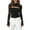 Black, variant on Womens Tops Solid Color Lace Patchwork Cutout Flare Long Sleeve Shirts Fashion Trendy Casual Blouse Black L