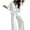 White, variant on 2 Piece Outfits Joggers Loungwear for Women Loose Fit Drawstring Lounge Sets Bat Sleeves V Neck Pajamas Black L