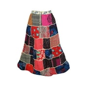 Mogul Vintage Patchwork Printed Skirt Bohemian Fashion Womens Long Skirts