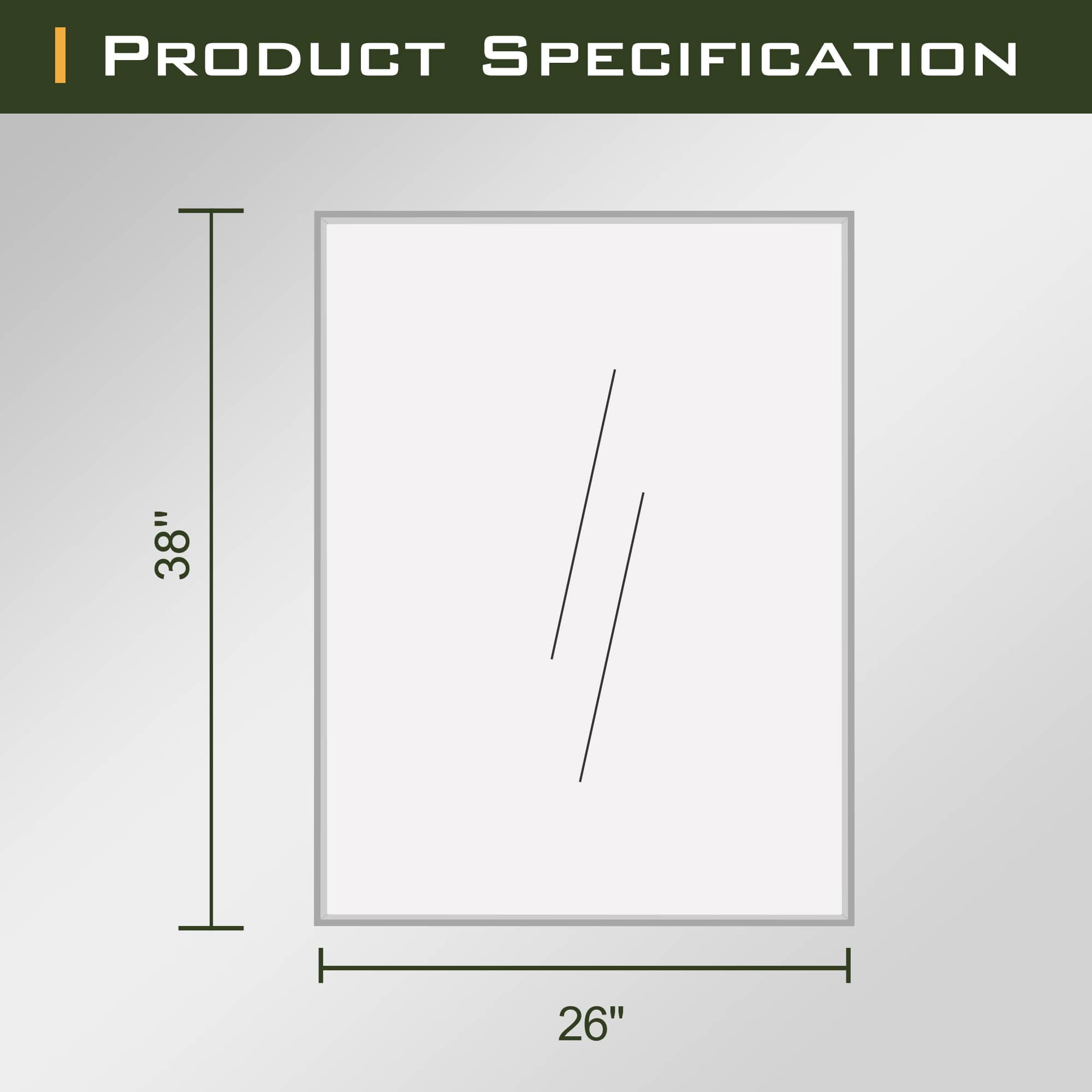 MAYEERTY 38"x26" Aluminum Alloy Rectangular Hanging Mirror, Mid-Century Bathroom Mirror, Silver
