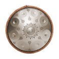 thumbnail image 4 of Mini Handpan Steel Hand Drum in C Tone 9 Notes 16 Inches Percussion Instrument Alloy Steel with Drumstick Handpan Stand Woven Rattan Carved Designs Silver, 4 of 7