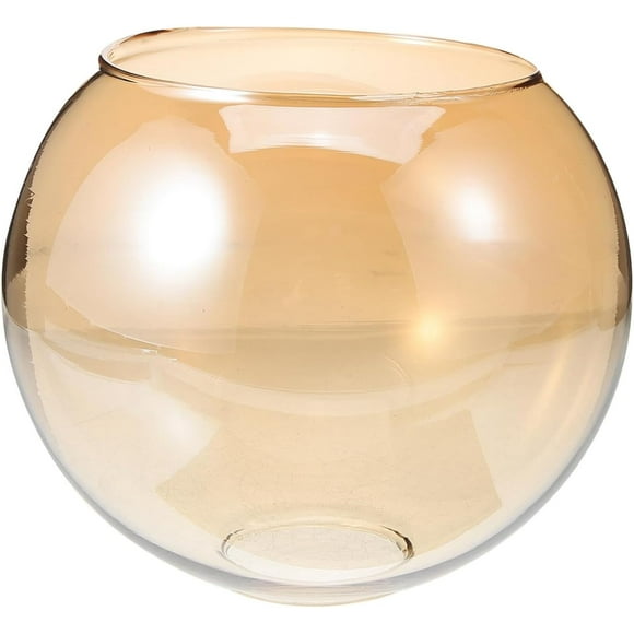 ERDS-Seeded Globe Glass Lamp Shade E27 Amber Colored Dual Open Neck Dome Lampshade Screw Light Bulb Guard Cover Replacement for Wall Pendant Floor Sconce
