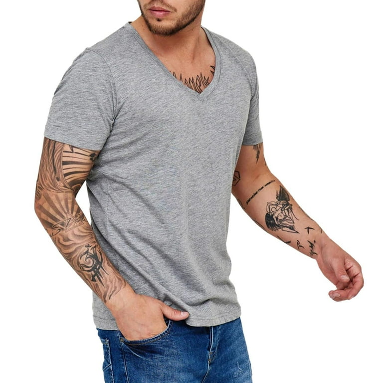 grey dress shirts for men mens v neck t shirt fashion casual quick
