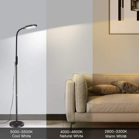 Miroco Led Floor Lamp With 5 Brightness Levels 3 Color Temperatures 1815 Lumens Adjustable Light Dimmable Reading Standing For Sewing Living Room Bedroom Office Com Miroco Led Floor Lamp With 5 Brightness, Floor Standing Reading Lamps Reviews