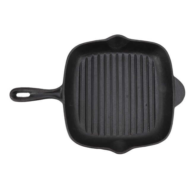 Large Capacity Cast Iron Grill Pan - Nonstick Skillet with Double Outlet for Camping and Restaurant