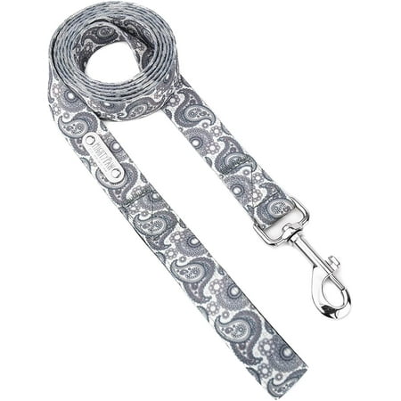 UPC: 0850007686529 | Mighty Paw Grey Paisley Designer Dog Leash | Stylish Patterned 6’ Lead with Bonus D-Ring. Made with All-Metal Hardware and Soft Weatherproof Polyester Webbing. for Small and Large Pets