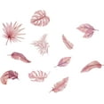 thumbnail image 1 of Juego de 2 hojas de calcomanías de pared con plantas tropicales rosas, hojas de palma, vinilo decorativo, arte de pared DIY, 1 of 8