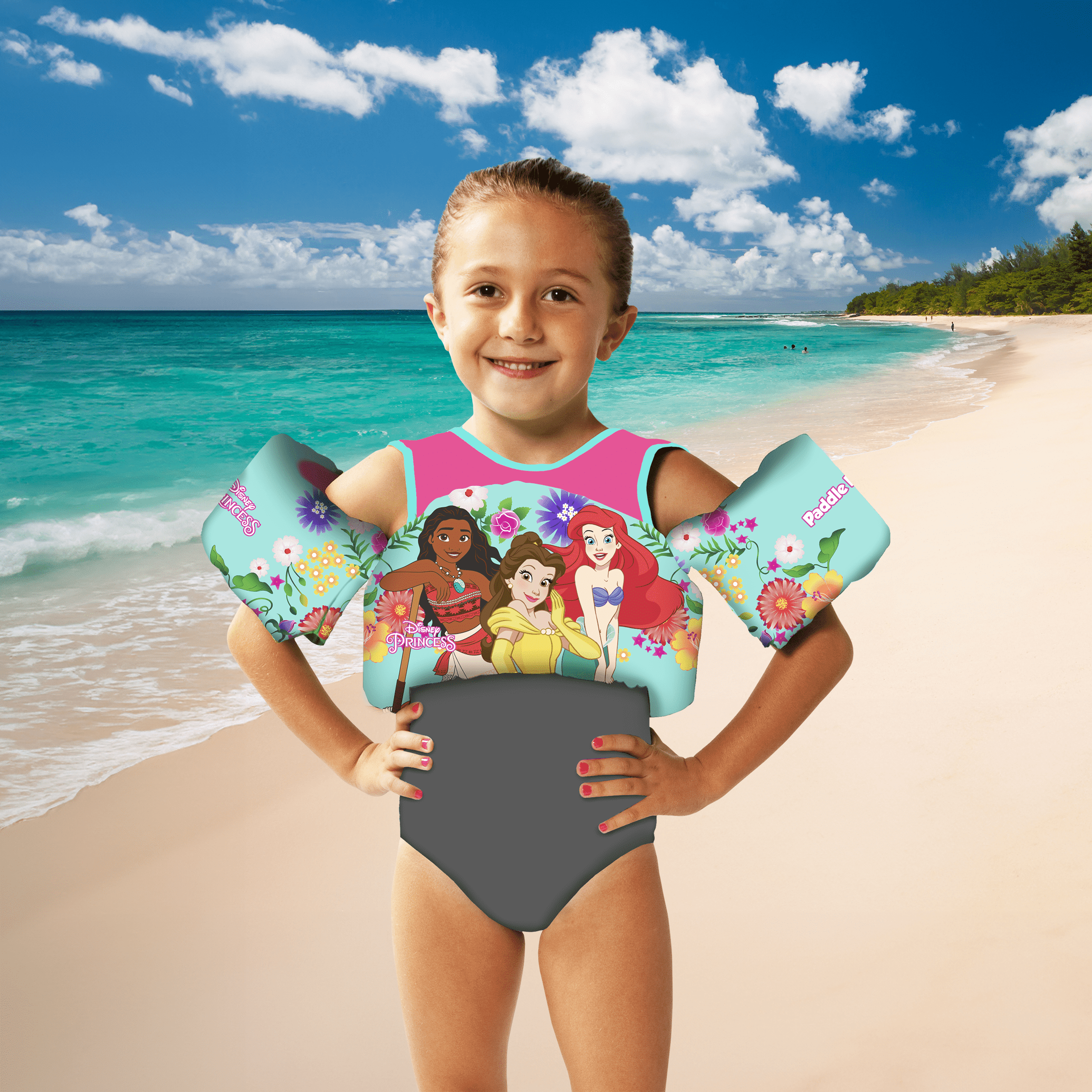 Little Mermaid Life Jackets for Kids, Children’s Paddle Pal Swim Life Vest, 33-55 lbs, Unisex