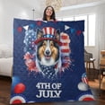 thumbnail image 2 of Patriotic Collie Celebrates 4th of July Quilt Blanket Collie Dog Lover Gifts Idea Cozy Comforter Throw Blanket - 02009, 2 of 5