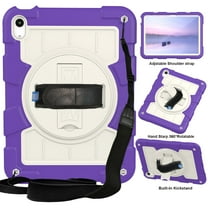 Allytech Shockproof Case for Apple iPad 10.9" 10th Generation, iPad 10 2022 Case, Rugged Shoulder Strap Rotating Stand Shoulder Strap Kids Friendly Bumper Heavy Duty Shockproof Case - Purple