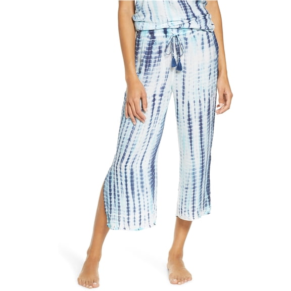 P.J. Salvage Womens Crop Pajama Lounge Pants, Blue, Medium