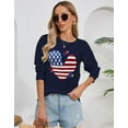 thumbnail image 2 of American Flag Graphic Sweaters for Women 4th of July Crew Neck Heart Sweater Long Sleeve Casual Knit Pullover Sweater Shermie, 2 of 4