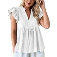 thumbnail image 3 of Msgweeeg Blouses Women Short Sleeve V Neck Womens Business Casual Tops Solid Color Loose Fit Summer Trendy Tshirts for Women for Work and Office, 3 of 7
