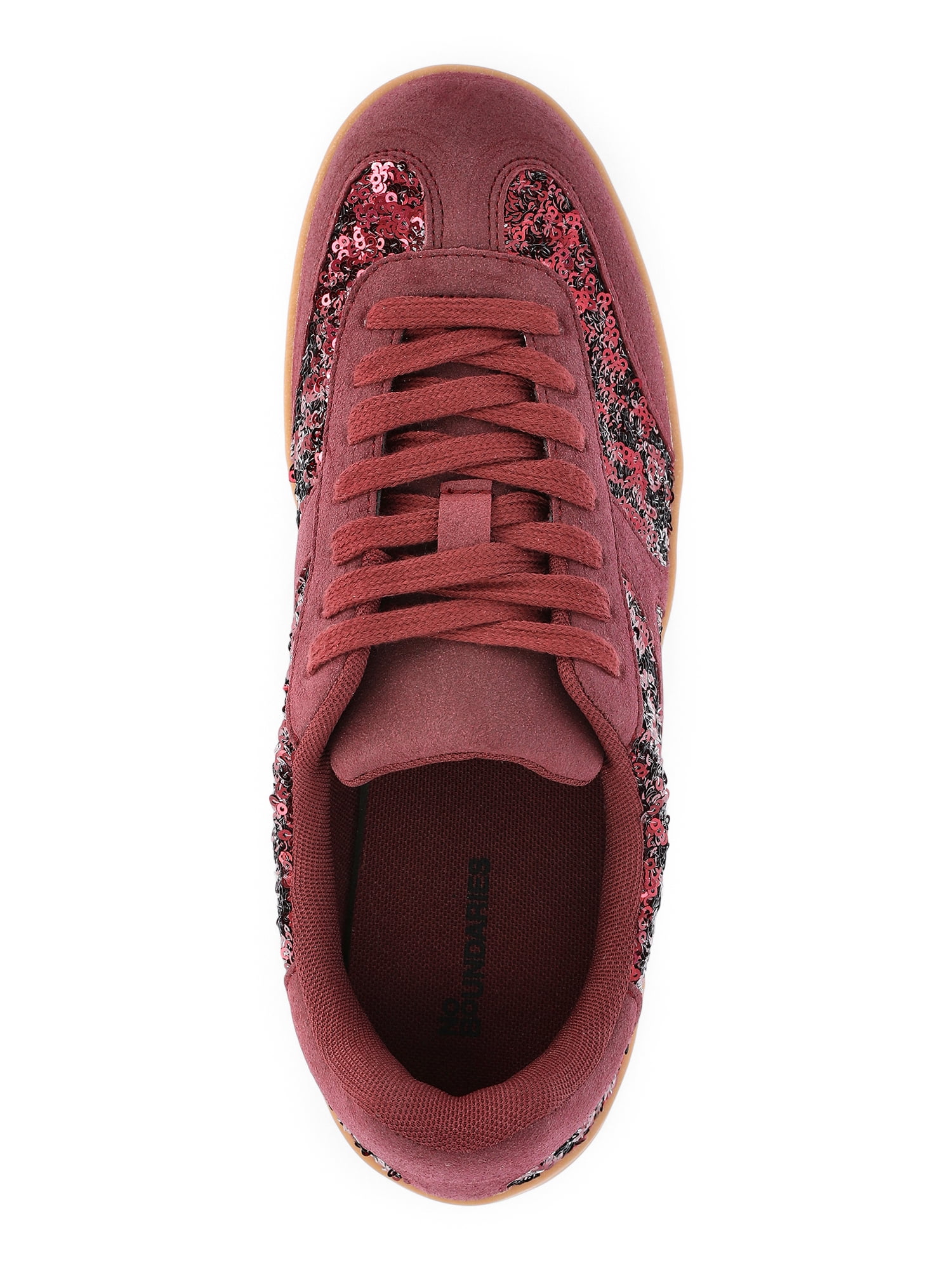 No Boundaries Sequin Faux Suede Gum Sole Sneakers, Women's