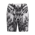 thumbnail image 3 of Picia Monochrome Deer Floral Pajama Shorts for Men, Men's Pajama Bottoms, Sleepwear,Short Pajama Pants-Large, 3 of 9
