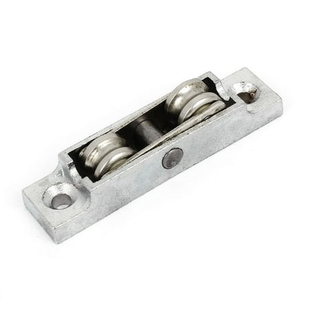 Hardware Metal Plate - Unique Bargains Wardrobe Door Hardware Screw Mount Double Wheel Roller Silver Tone