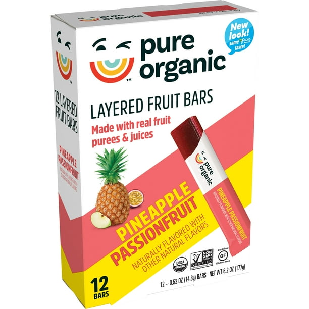 Pure Organic Layered Fruit Snack Bars, Pineapple Passionfruit 12ct 6