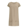 thumbnail image 6 of Drses Women's Casual Dresses Women's Round Neck Short Sleeved Pleated Solid Cotton Linen Loose Fitting Dress Short Sleeve Dress for Women Summer, 6 of 8