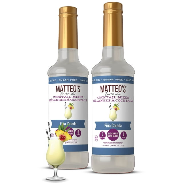 Matteo's Sugar Free Cocktail Flavoring Syrup, Pina Colada, Delicious Coffee Syrup, 0 Calories, 0 Sugar, Keto Friendly (750mL, Single Bottle)