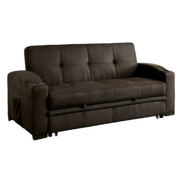 Furniture of America Byrde Transitional Fabric Convertible Sofa in Brown
