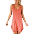 thumbnail image 1 of Vestido de falda casual deportivo sin mangas con cuello en U sin mangas con espalda cruzada para mujer Pompotops  qwe13725, 1 of 9