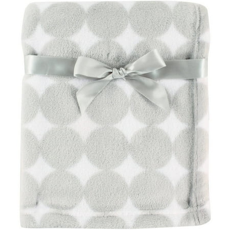 Luvable Friends Baby Boy and Girl Coral Fleece Blanket - Gray Dot