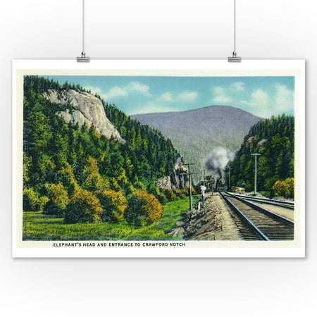 White Mountains, NH - View of Elephant's Head and Crawford Notch Entrance (9x12 Art Print, Wall Decor Travel (Best Mountain Views In Nh)