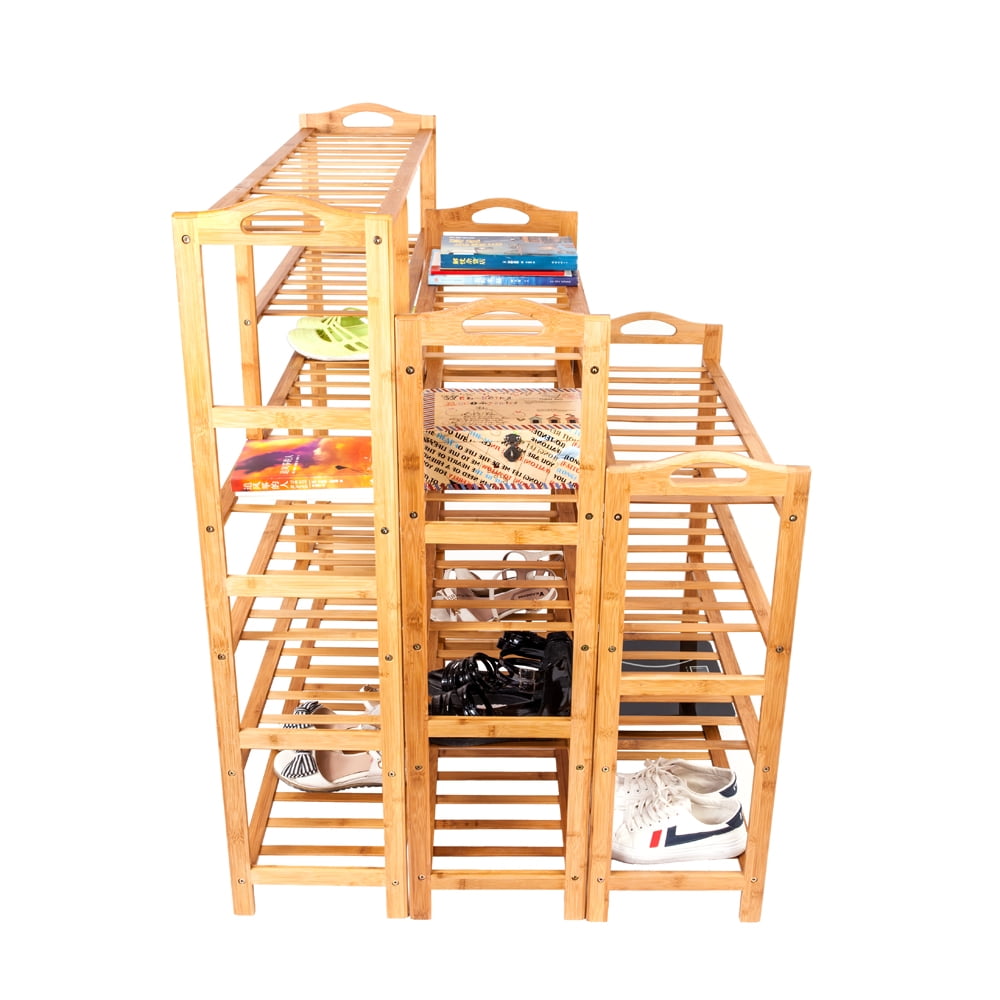 Kepooman 6-layer Portable Bamboo Splint Multi-function Shoe Rack, Wood Color Kepooman 6-layer Portable Bamboo Splint Multi-function Shoe Rack, Wood Color
