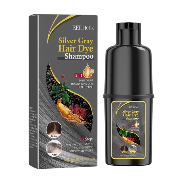 EELHOE Champú para teñir el cabello para cabello negro (gris plateado) Champú para el cuidado del cabello suave, no irritante, hidratante y que cambia fácilmente de color, 100 ml,1 piezas