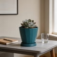 thumbnail image 5 of Hyknon 6.3 Inch Planter Pot with Saucer, Modern Indoor Plastic Plant Pot for Herbs and Flowers, Lightweight Flower Pot Container for Home Office Desk Window Sill Decor, 5 of 6