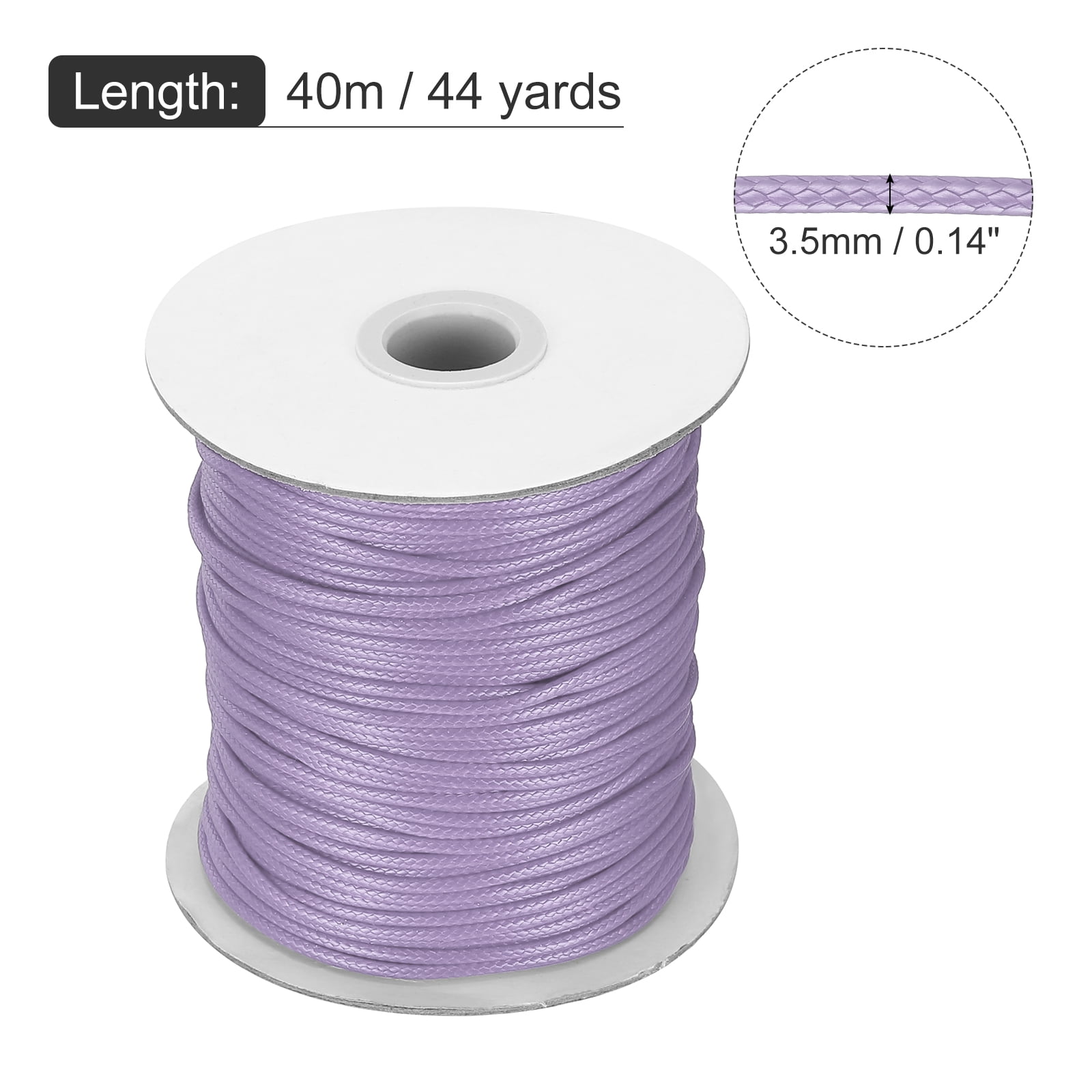 Waxed Cord 3.5mm Waxed Thread 44 Yard Wax String Leather Cord for Bracelet Making, Necklaces, Beading, Jewelry Making and DIY Crafts(Light Purple)