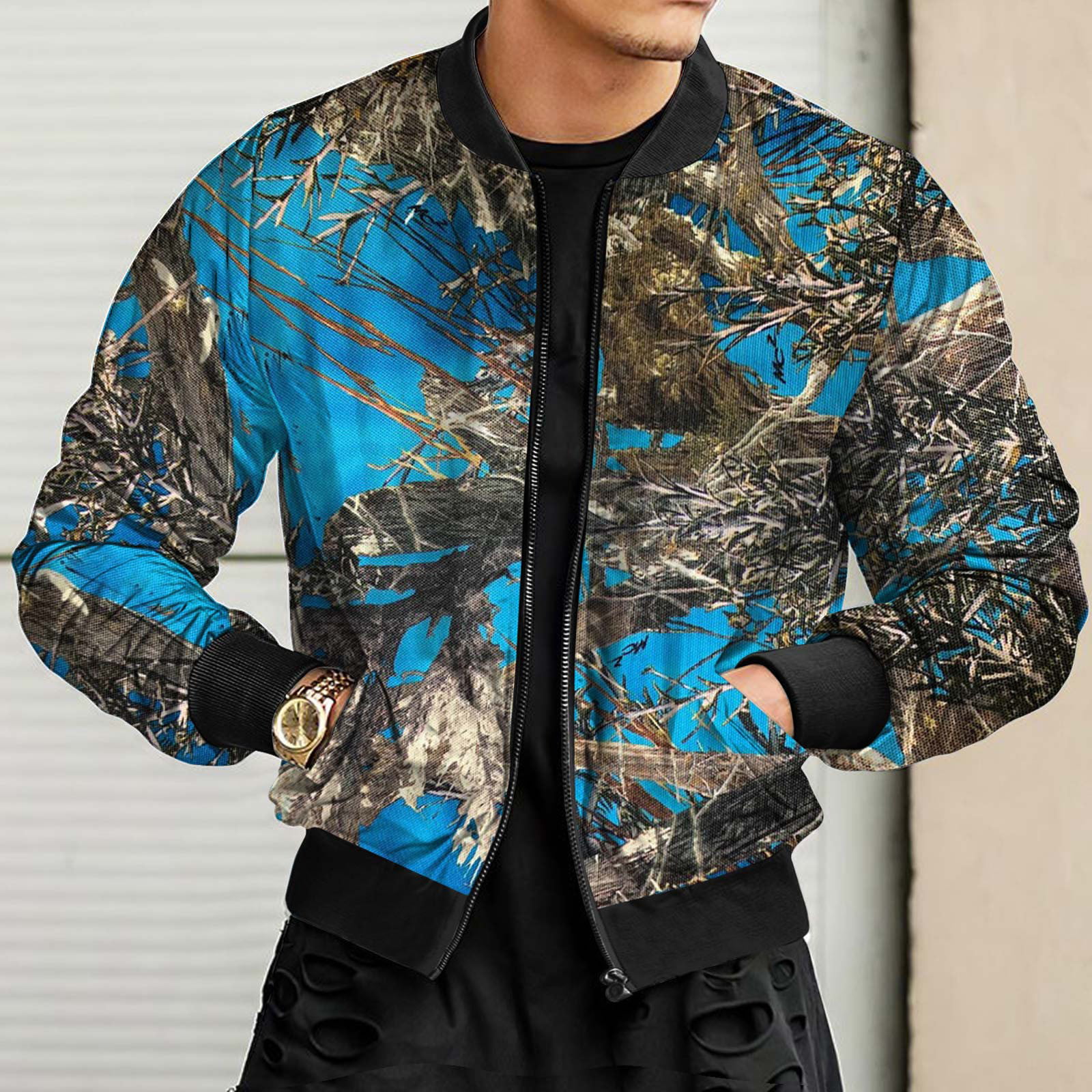 QYZEU Mens Insulated Jackets New Coats Mens Autumn Winter Casual Woven Street Stand Collar Zip - Walmart.com