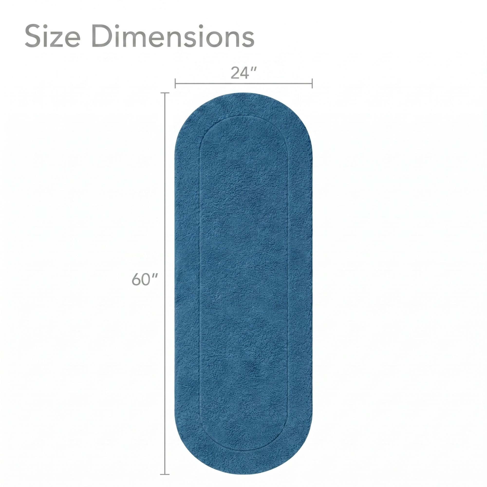 Superior Oval Bordered Cotton Washable Non-Slip Bath Rug, Runner Size, Sapphire