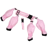 Dog Full Leg Protectors with Suspenders, Warm Fleece Lined Dog Boots & Leg Guards with Anti-Slip Soles, for Outdoor Walking in Rainy Snowy Days, Pink
