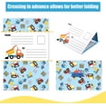 thumbnail image 4 of xianyou-16pcs Fold-Over Ready to Send Note Cards & Stickers, All-in-One Envelope & Note Cards Children's Cartoon Greeting Cards Camp Stationery for Kids Students All Occasions (truck pattern), 4 of 4