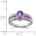 thumbnail image 4 of Sterling Silver Rhodium-Plated Polished Amethyst & White Topaz Ring (Size 6) Made In India qr6385am-6, 4 of 6
