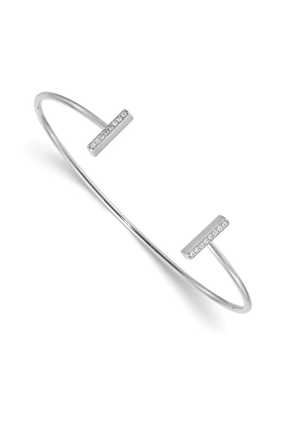 14k White Gold Diamond Bar Bangle