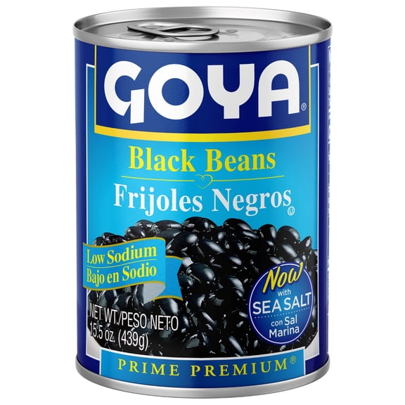 GOYA Low Sodium Black Beans 15.5 oz Can - Gluten Free, No Cholesterol, Excellent Source of Fiber