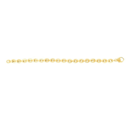 14kt Gold Heritage 7.5 Yellow Finish 6.5mm Shiny Oval Link Fancy Bracelet with Lobster Clasp