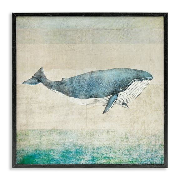 Stupell Industries Rustic Maritime Whale Nautical & Beach Painting Black Framed Art Print Wall Art, 12 x 12