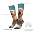thumbnail image 4 of Xecao Cute Angel Winged Dog print thigh-high socks, crafted for both men and women with a stretchy, high-opaque design perfect for daily wear, 4 of 6