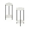thumbnail image 4 of Furinno Besi 2-Tier Modern Tall Round Side End Table with Sturdy Metal Legs, Marble White, Set of 2, 4 of 5