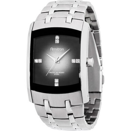 Armitron Men's Swarovski Crystal-Accented Silver-Tone Gray-Degrade Dial Dress Watch