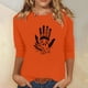thumbnail image 1 of Heisall Women's Spring Autumn Tops 3/4 Sleeve Round Neck Casual Fashion Blouses Orange Festival Print Shirts, 1 of 4