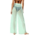 thumbnail image 6 of Ailaofu Women Sheer Mesh Pants See Through Bikini Bottom Swimsuit Cover up Wide Leg Beach Pants, 6 of 7