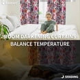 thumbnail image 3 of Spring Floral Blackout Curtains for Bedroom, Modern Watercolor Flowers Botanical Thermal Insulated Kitchen Drapes with Grommets, Light Blocking Window Treatment, 2 Panels 42" x 45", 3 of 7