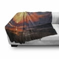 thumbnail image 3 of Fantasy World Soft Flannel Fleece Throw Blanket, Man on Sandy Beach with City Skyscrapers Skyline Sunset Oil Paint Graphic, Cozy Plush for Indoor and Outdoor Use, 50" x 70", Orange Blue, by Ambesonne, 3 of 6